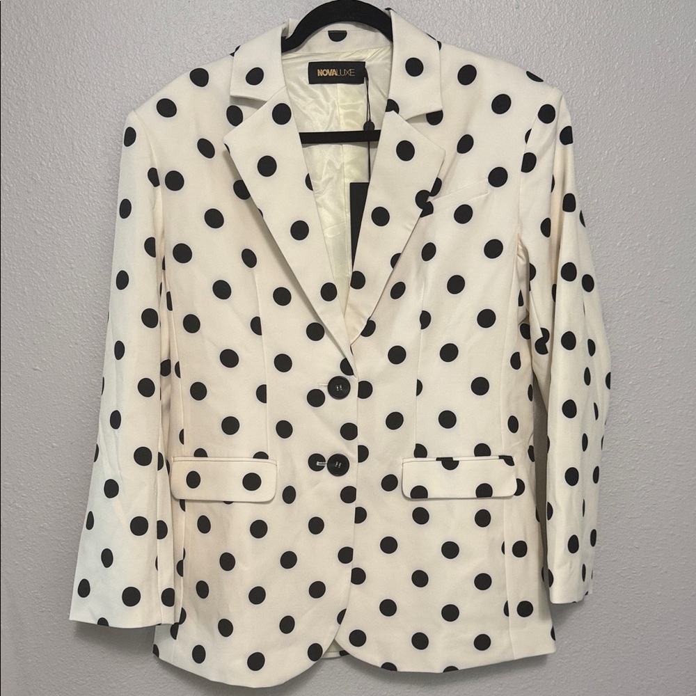 Women's Polka Dot Blazer - Black and White